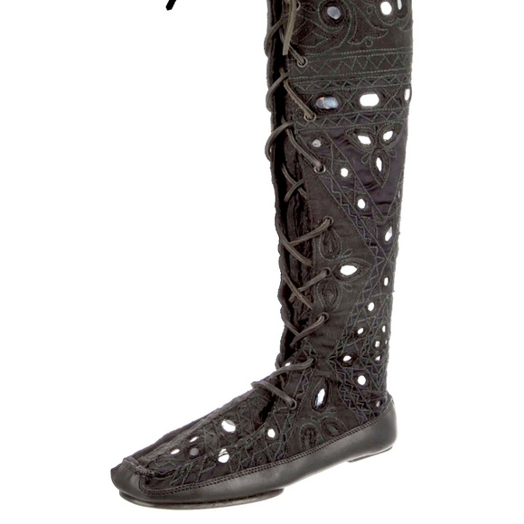 GUCCI Embroidered Accent Lace-Up Boots Size: 7 - Picture 1 of 5
